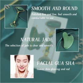 Guasha Set Beauty Massager, Gua Sha Stein and Face Jade Roller Set for Facial Massage, Reduces Eye Puffiness and Skincare Routine(Green)