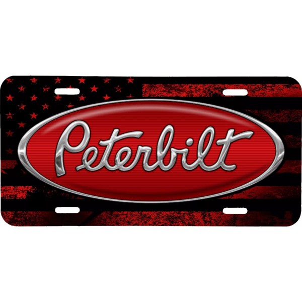 Unbranded GLOSS CLEAR COAT PETERBILT RED AMERICAN DISTRESSED FLAG LICENSE