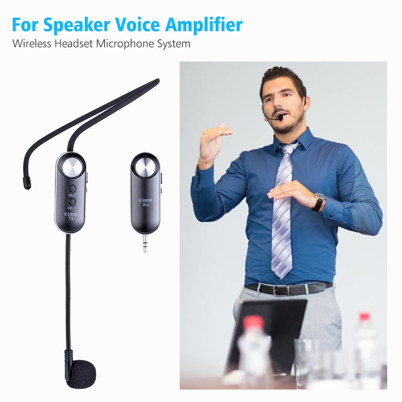 Lightweight Portable Wireless Headset Microphone UHF Mic with Receiver Box