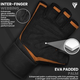 RDX Fitness Gloves Men Women Training Gloves Strength Training Wrist Protection for Weightlifting, Non-Slip Gym Bodybuilding Weight Lifting Gloves Workout Training Pull-ups Grip Strength Sports