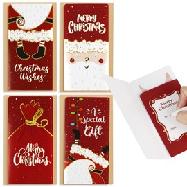 4 Packs Christmas Money Wallets for Cash Gifts Christmas Greeting Cards with Envelopes Xmas Cards Holder for Family Friends Kids Christmas Party Favors