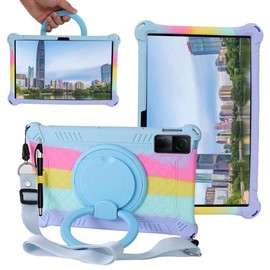 Tablet Case for Xiaomi Redmi Pad 10.6 inch 2022,Soft Anti-Stress Silicone Case with Rotate Stand/Pencil Holder/Shoulder Strap/Pen for Redmi Pad 10.6 inch (Colorful Light Blue)