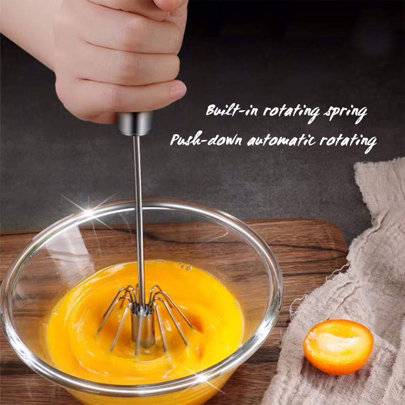 Stainless Steel Egg Whisk, Hand Push Rotary Whisk Blender, Versatile
