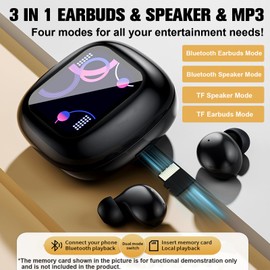 Wireless Touch Screen Invisible Small Mini Active Noise Cancelling Earbuds with Portable Bluetooth 5.4 Speaker Invisible ANC Earphones for Small Ears TWS Bluetooth In Ear Small Headphones with Screen
