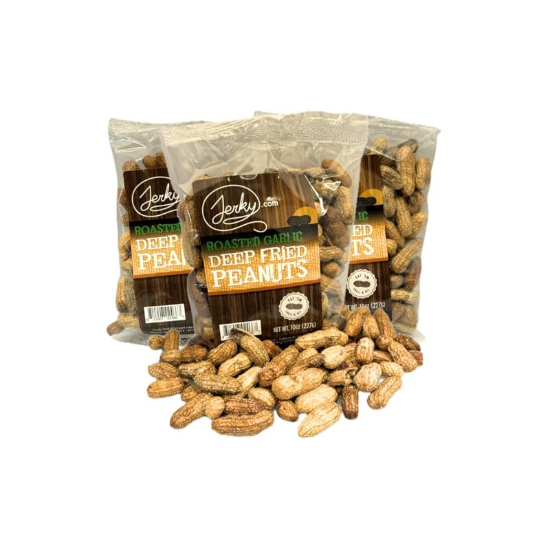 Jerky.com Deep Fried Peanuts in Shell Garlic Flavor 3 Pack