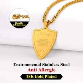 Richsteel Mens Pendant Bible Verse Gold Necklace With Chain Christian Jewellery For Women Necklaces Men