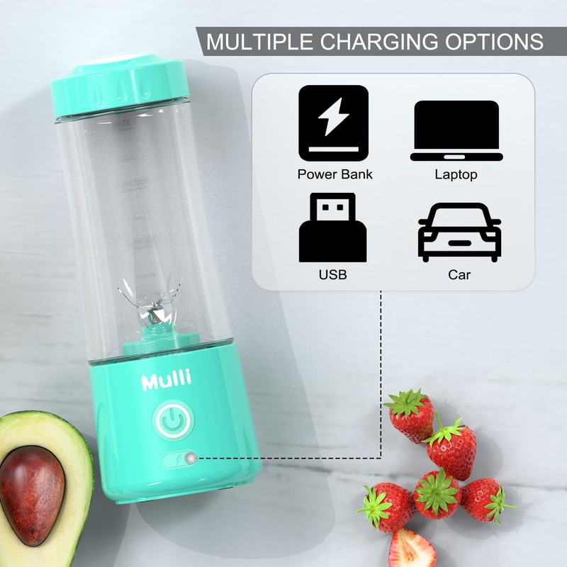 Mulli Portable Blender,USB Rechargeable Personal Mixer for Smoothie and Shakes,