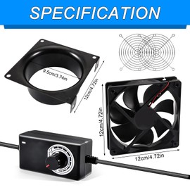 Joycabin 100 mm Duct Fan, DC12 V Fan, Axial Fan, Exhaust Fan with Speed Controller, Efficient Solder Smoke Absorber, Bathroom Fan, Pipe Fan for Kitchens, Greenhouse, Garage, Air Circulation