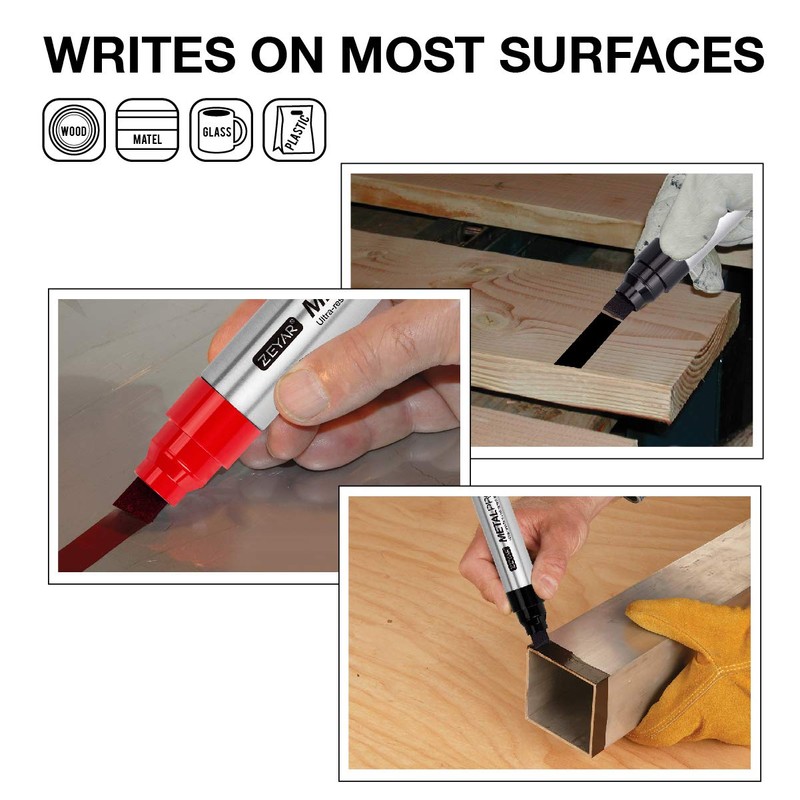 ZEYAR Permanent Markers, JUMBO Size, Aluminum Barrel, Set of 2,