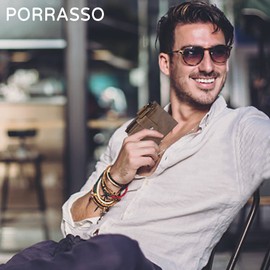 PORRASSO Men Wallet Credit Card Holder Wallet RFID Blocking PU Coin Purse Portable Change Pouch Card Case Coffee