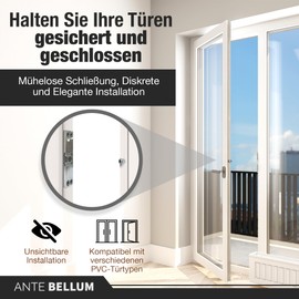 Ante bellum Balcony Door Catch and Balcony Door Handle, Set with Handle Balcony Door Exterior and Balcony Door Closer Includes Screws (RAL 9005)