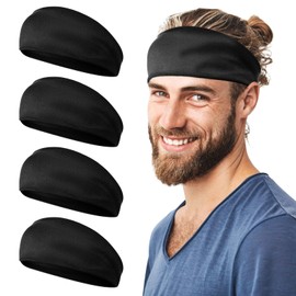 4-Piece Breathable Sports Headband for Men and Women - Quick-Drying Lightweight & Elastic Hair Band Windproof Sweatband Forehead Running Cycling Basketball Yoga Fitness