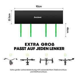 ANZOME Ebike Handlebar Protective Cover 92 cm Transport Protection Waterproof & Dust Proof, Rain Cover Handlebar Protection Protective Cover with Waterproof Zippers and 4 Velcro Fasteners