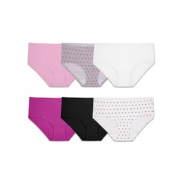 Fruit of the Loom Women's Eversoft Hipster Underwear, Tag Free & Breathable, Available in Plus Size, Cotton Stretch-6 Pack-Colors May Vary, 5