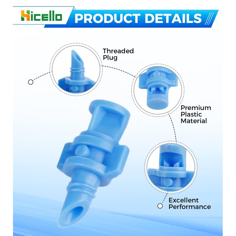 Hicello 100PCS 90 Degree Misting Nozzle Irrigation, Sprinklers Sprayer for