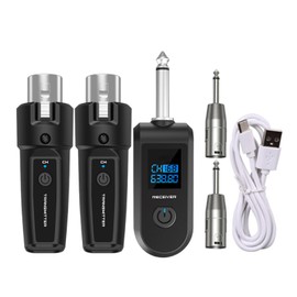 Mic Transmitter and Receiver | 10 Channels Wireless Audio Dynamic Microphone Adapter,Plug-on Transmitter and Receiver for Guitar, Bass, Audio Mixer