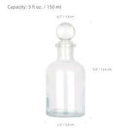 Magic Season Decorative Glass Bottle - 5 fl oz. Round Bottle (1 Set w/Glass Stopper)