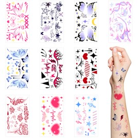 10 Sheet Music Festival Party Temporary Tattoos Fantasy Music Notes Rock and Roll Rave Festival Accessories for Women Men in Party Favors Supplies