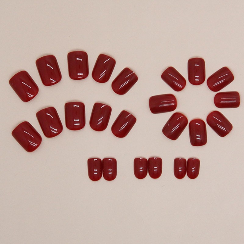 WAFOLOZE Red Press on Nails Short, 24pcs Nails Press on