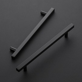 Ravinte Black Cabinet Handles 5 Pack 7-1/2 inch Matte Black Square Cabinet Pulls Kitchen Hardware 10 inch Overall Length Kitchen Drawer Pulls