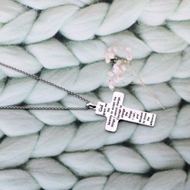 Febremdy Inspirational Christian Baseball Cross Necklace Bible Verse Pendant for Boys Girls (Serenity prayer necklace, silver)