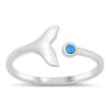 CloseoutWarehouse Blue Simulated Opal Adjustable Whale Tail Ring Sterling Silver