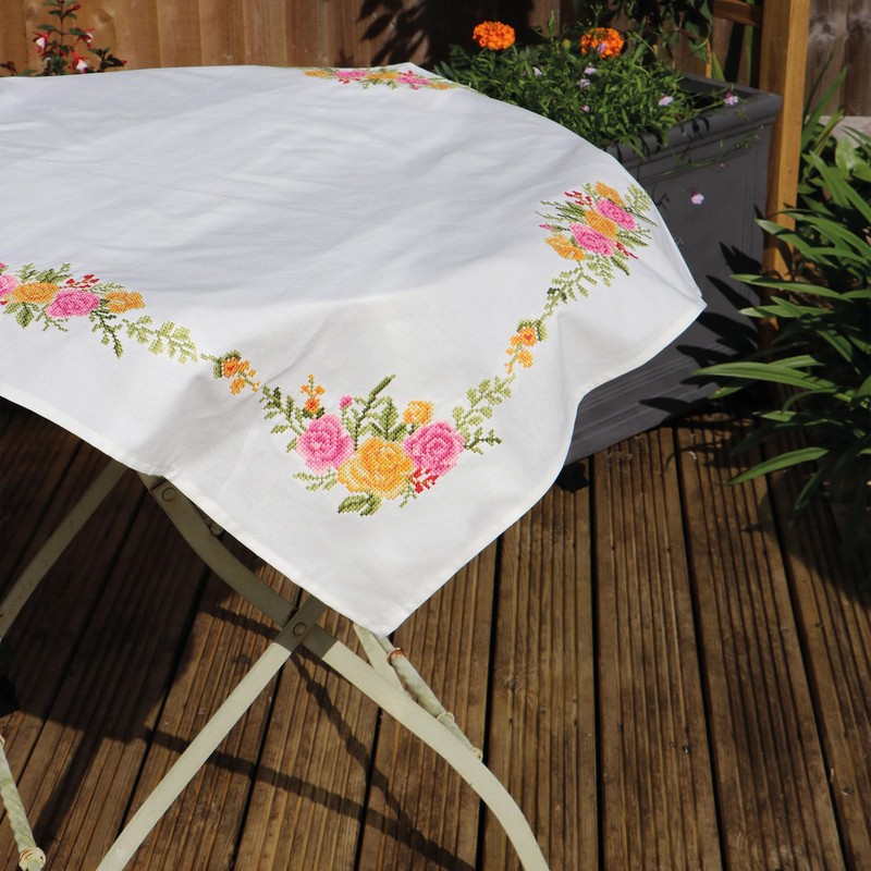 Trimits Printed Cross Stitch Kit - Tablecloth - Includes, Printed