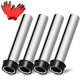 Swess 4 Pcs High Brass Bar Sink Overflow Pipe 7.48 in, Metal Sink Strainer Pipe Sink Overflow Tube Bar Sink Stopper Bathroom Pipes Fittings with Waterproof Glove for 1.75 Inch Drains