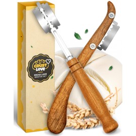 CRUSTLOVE 2pcs Set Bread Lame with 5 Blades – Sourdough Scoring Tool Set with Straight & Curved Scoring Knife for Sourdough and Bread Baking, Dough Scorer, Bread Scoring Tool, Bread Baking Supplies
