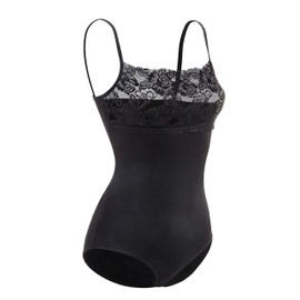 Ladies Strappy Cami Top Lace Trim Neck Vest bodysuit leotard Camisole 4030 (X-Large 14-16, Black)
