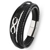 Edulex Mens Cuff Infinity Bracelet - Silver Stainless Steel Black