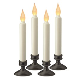 Xodus Innovations FPC1205A-4 Battery Operated LED Window Candle, Dusk to Dawn Light Sensor, Aged Bronze Plastic Base, Amber Flicker Flame, 8 - 7/8 Inch Tall (4 PACK)
