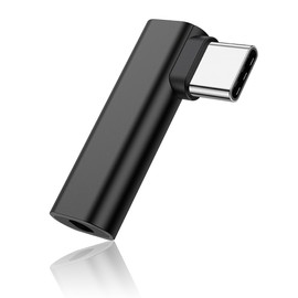 HATMINI 90 Degree USB C to 3.5mm Headphone Adapter,90 Degree Type C Male to 3.5mm Female Aux Audio Dongle Converter,for Devices with Type-C Interface (A)