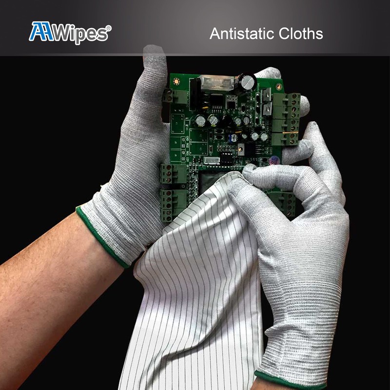 AAWipes Anti-Static Electrostatic Discharge (ESD) Wipes (12"x12",100pcs, Polyester Wiper Cloths