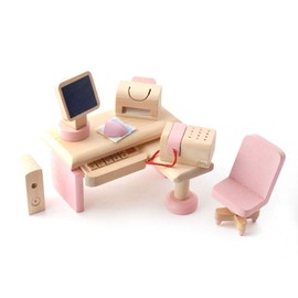 Melody Jane Dollhouse Pink Wooden Computer Study Room Set Miniature 3 Years + Furniture