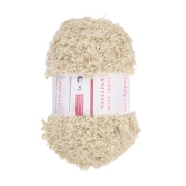 MECCANIXITY Fur Yarn Soft Fluffy Chunky Yarn Fuzzy Eyelash Yarn Cream White for Crocheting Knit Clothes Bag - 55Yard/50m, 3.40ozx1