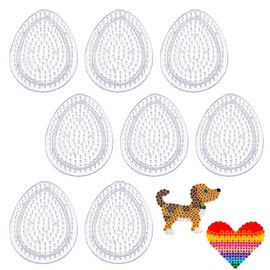 Pack of 8 Ironing Beads Plates, Iron-On Beads Pegboards Transparent Egg Shape, Ironing Beads Stencils, 9 x 7 cm Ironing Beads Shapes, Pegboard for Ironing Beads, Templates for Beads for Crafts for DIY