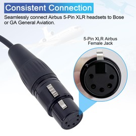 WODASEN Aviation Headset Adapter for Airbus XLR 5 Pin Head to GA Dual Plugs Connector