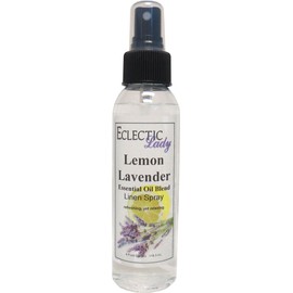 Lemon Lavender Essential Blend Oil Linen Spray (Double Strength), 4 ounces - Eclectic Lady Sheet and Linen Spray - No Artificial Colors, Parabens, or Preservatives - Long-Lasting Scent for Bed, Fabric