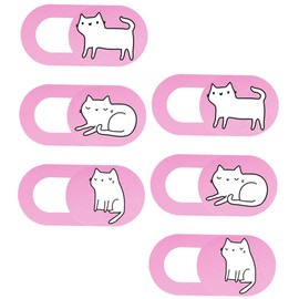 TEHAUX 6pcs Ultra Thin Webcam Cover Slide Privacy Protector for Laptop Tablet and Smartphone Hacking Camera Shield Cat Design Prevents Unauthorized Access