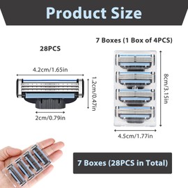Pack of 28 Razor Blades for Razors, Triple Blade System for Men, Durable and Skin-friendly Razor Blades Refills, Replacement Blades for Wet Razors, Anti-Rust and Precision Shaving