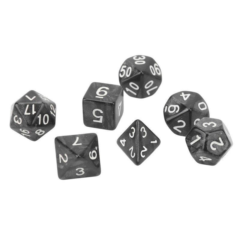 35Pcs Plastic Dice Kit Pearl Pattern White Numbers Polyhedral Dices