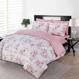 DTEX HOMES 3 Piece Bedding Set Soft Brushed Microfiber Single Duvet Cover Sets -Duvet Cover, Pillowcases and Fitted Sheet Hotel Quality Duvet Set (Single-Sepia Bloom)