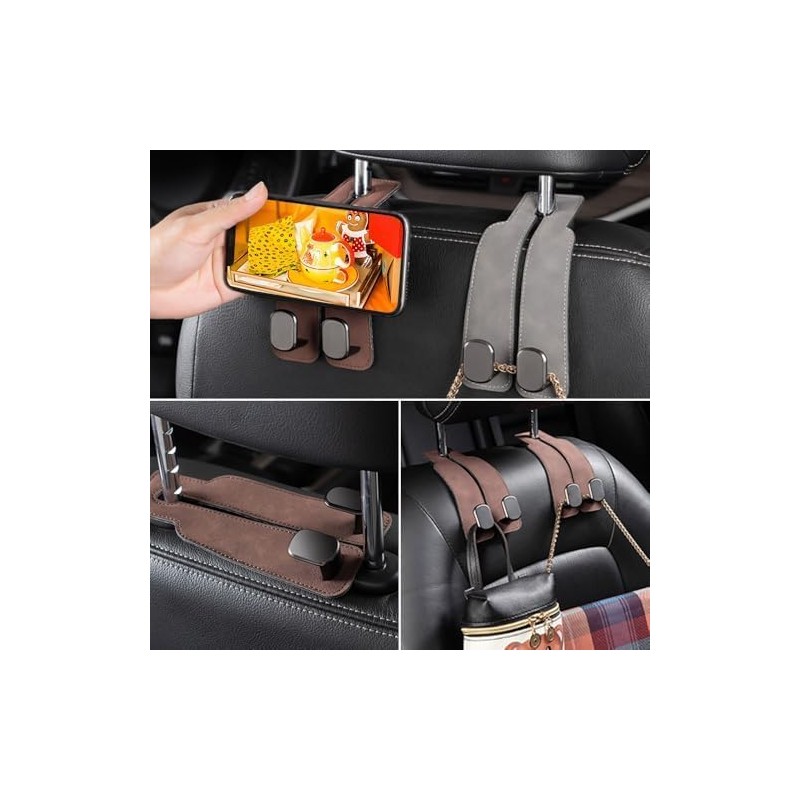 Gancho Doble para Asiento Auto, Porta Bolsos y Maletas, Resistente，gris