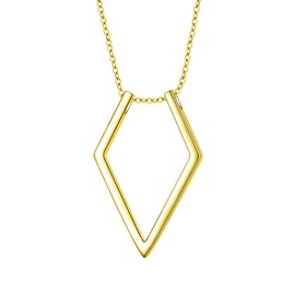 Niaspi Geometric Ring Holder Necklace for Women Girls Titanium Steel Open Rhombus Pendant Ring Keeper Pendnat Necklace Wedding Engagement Anniversary Jewelry Gifts(Gold)