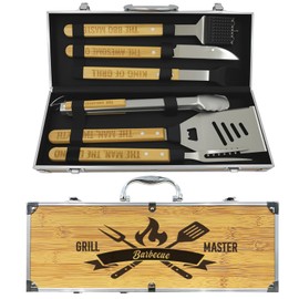 Grilling Accessories Kit for Outdoor BBQ,Heavy Duty Grilling Tools Wooden BBQ Grill Accessories Kit for Backyard Grill Utensils Set Gifts for Fathers Day, Grill Tools Set for Outdoor Grill with Case