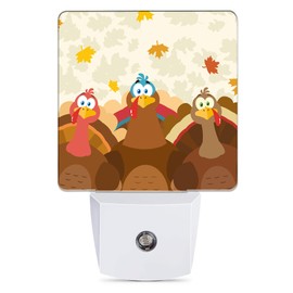 Jopowide Thanksgiving Holiday Turkey Night Light Plug in Wall Lamp Smart Dusk to Dawn Sensor for Home Decorative, Kids Room Bedroom Bathroom Kitchen Hallway Gifts