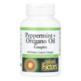 Natural Factors Aceite de Orégano y Menta Cápsulas  Oregano  Peppermint Oil Capsules, 60 Count                                                        
