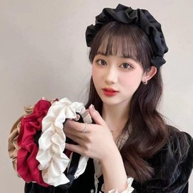 LUUFAN 4 Colors Ruffled Wide Headbands for Women Girls Non Slip Pleated Hairband Fashion Hair Accessories Boho Hair Headwear Party Wedding Hairbands