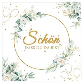 Weiß Servietten Eukalyptus Grün Servietten mit Schön, 2-lagig, 33x33cm, Grün Party Papierservietten Tischdeko, insgesamt 40 Stück